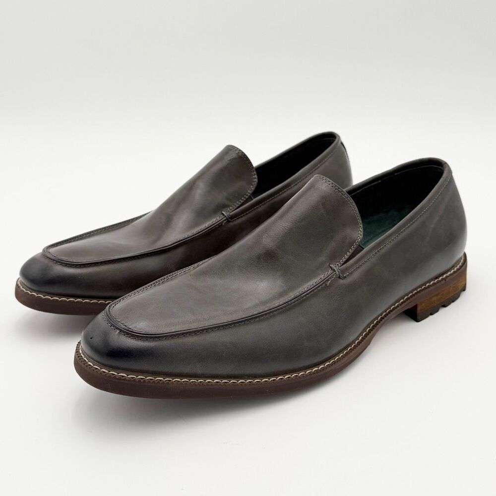 Todd Welsh Venetian-style slip-on leather loafers in dark grey - US Men’s 12D